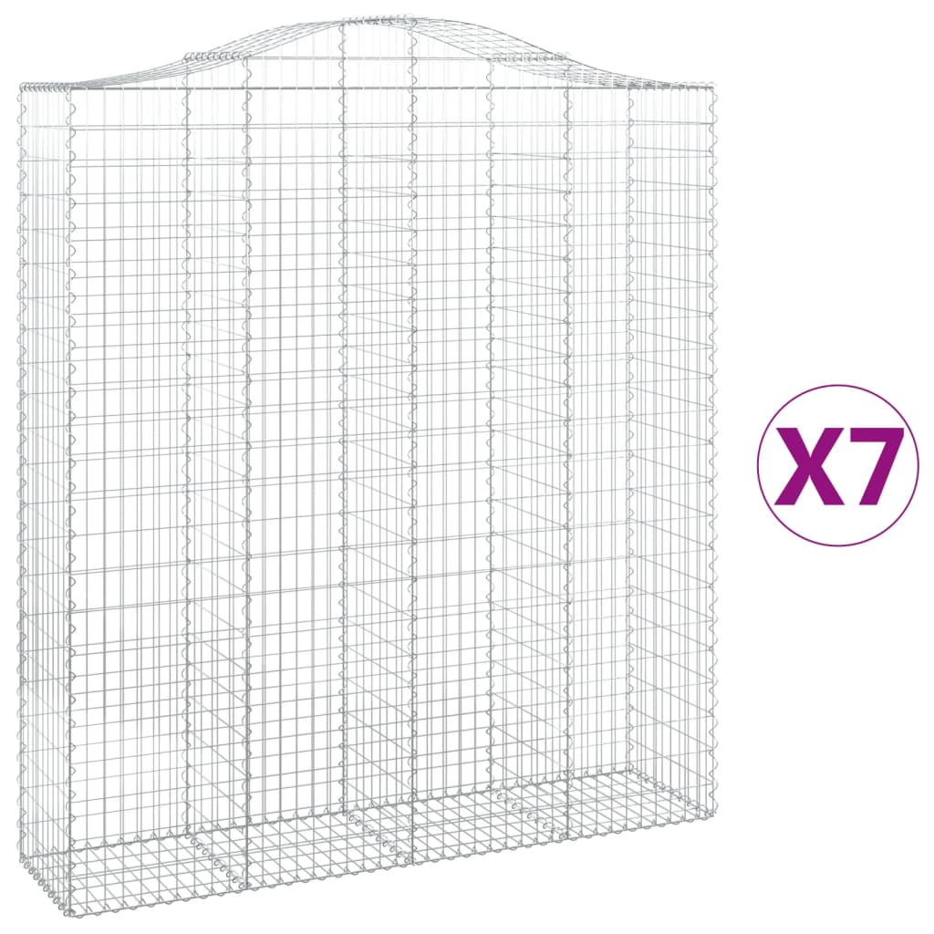 Cestas de gaviones arqueadas 7 piezas 200x50x220/240 cm hierro galvanizado