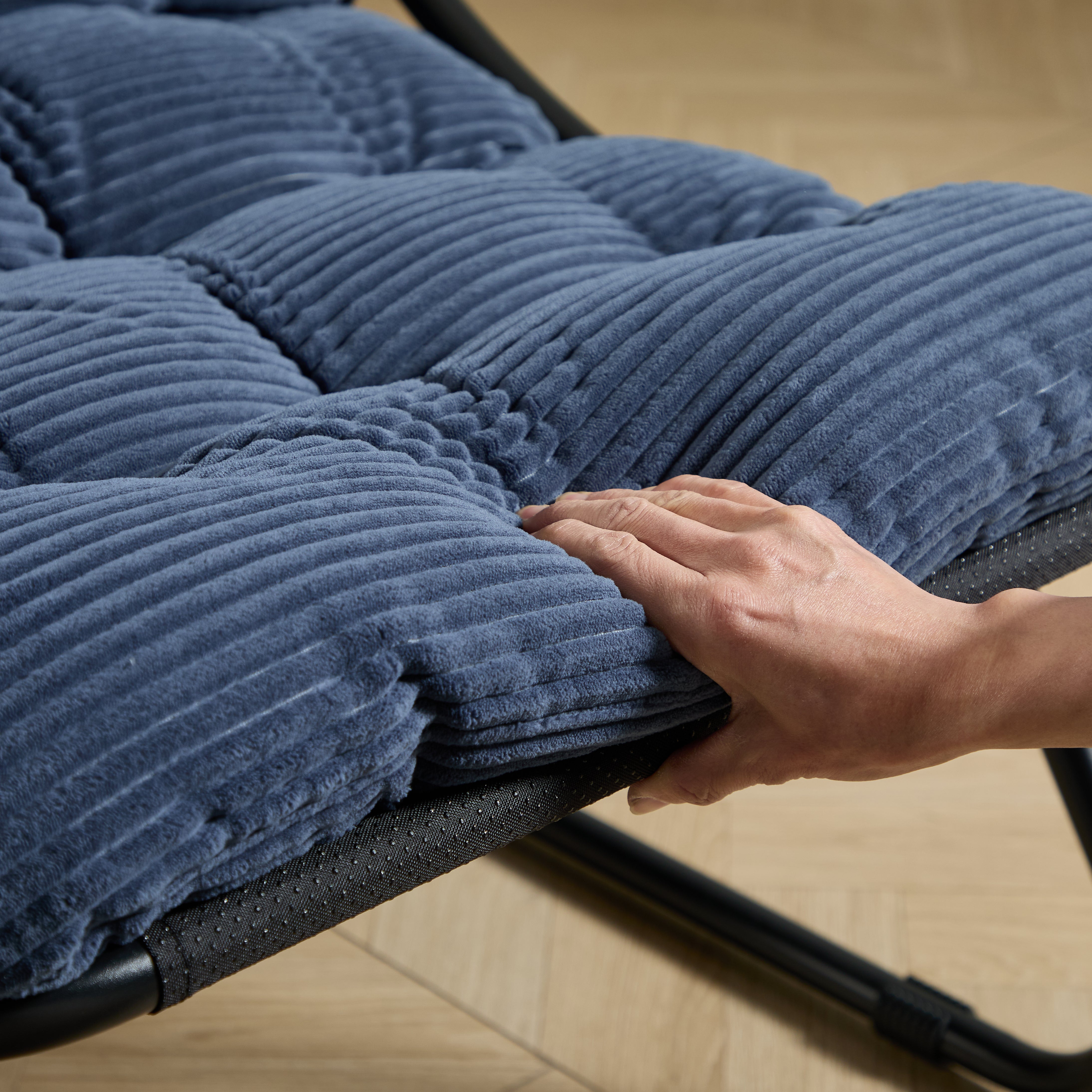 Fauteuil extérieur en acier avec coussin, pouf offert, chaise de jardin moderne pour terrasse et balcon - 8