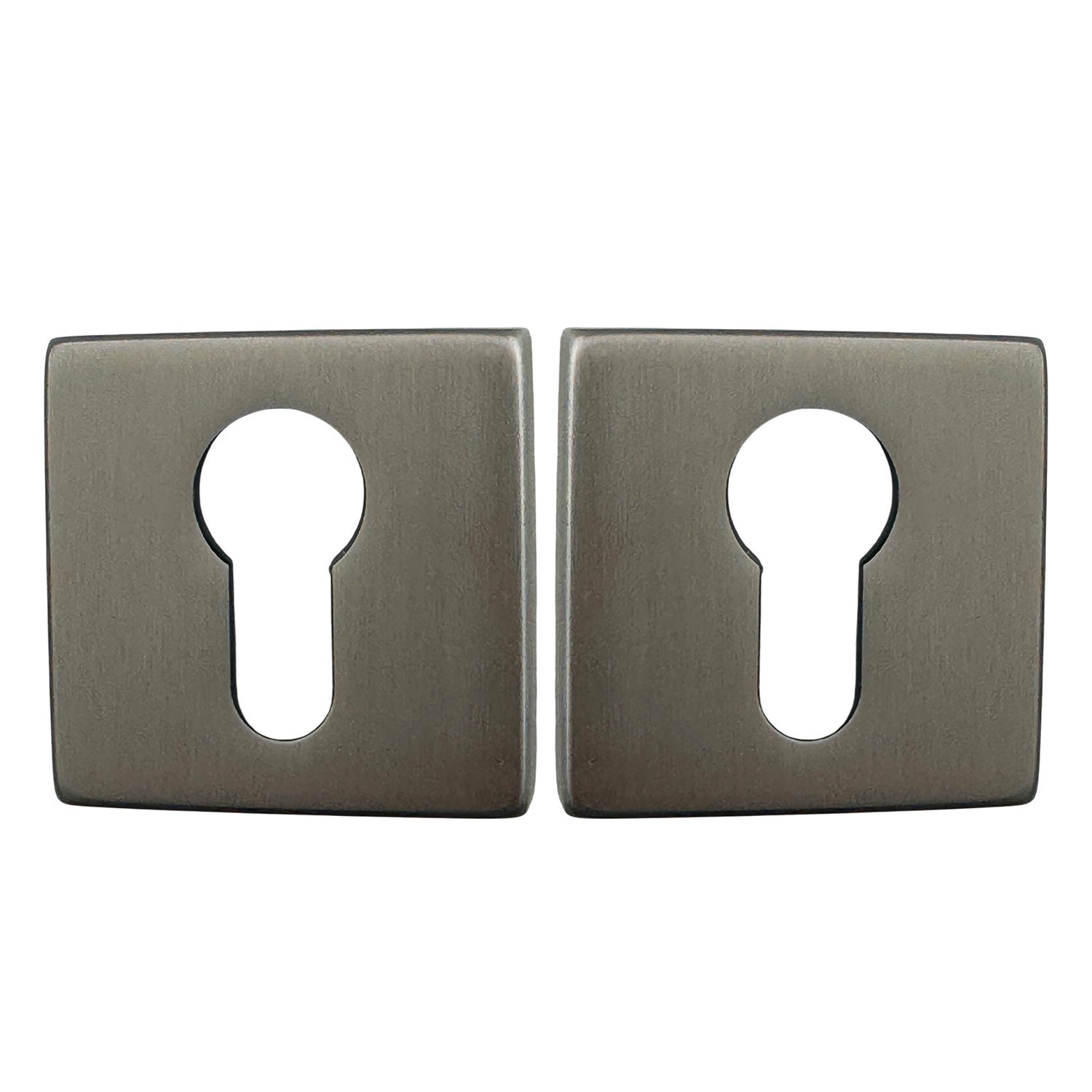 2 rosaces de poignée de porte carrées Mira trou de cylindre, Aluminium nickel mat - 2