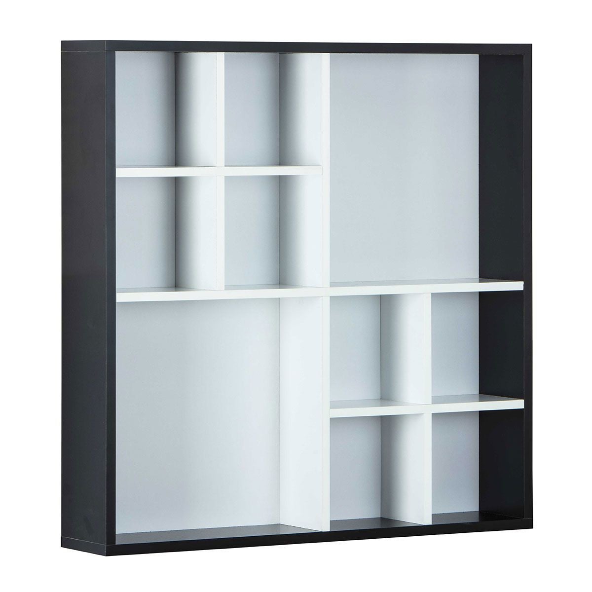 Librería de pared inter link en laminado negro/blanco dim.70x13x70 cm