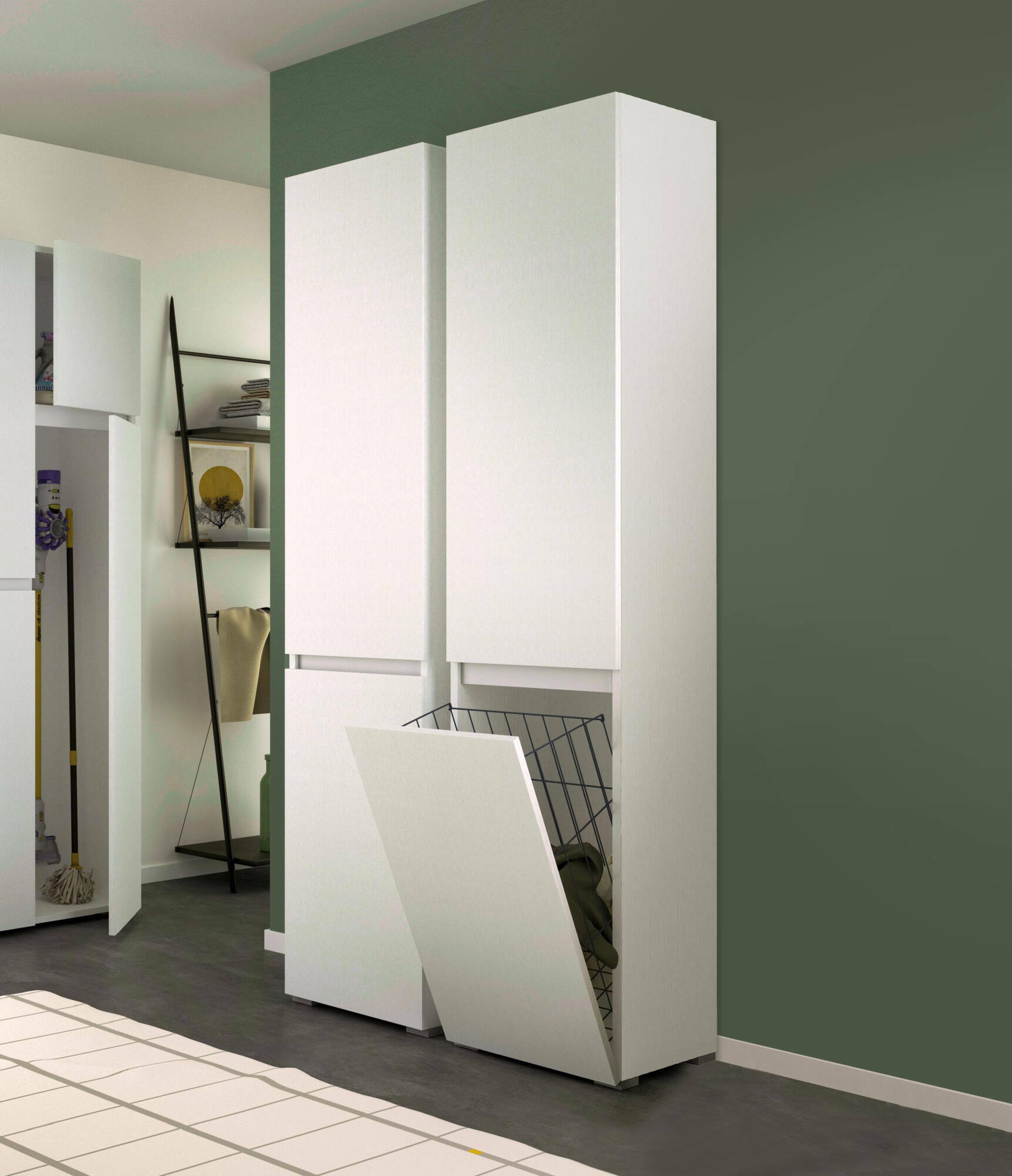Armario multiusos de 2 puertas Agapanto, mueble para lavandería de 2 ...