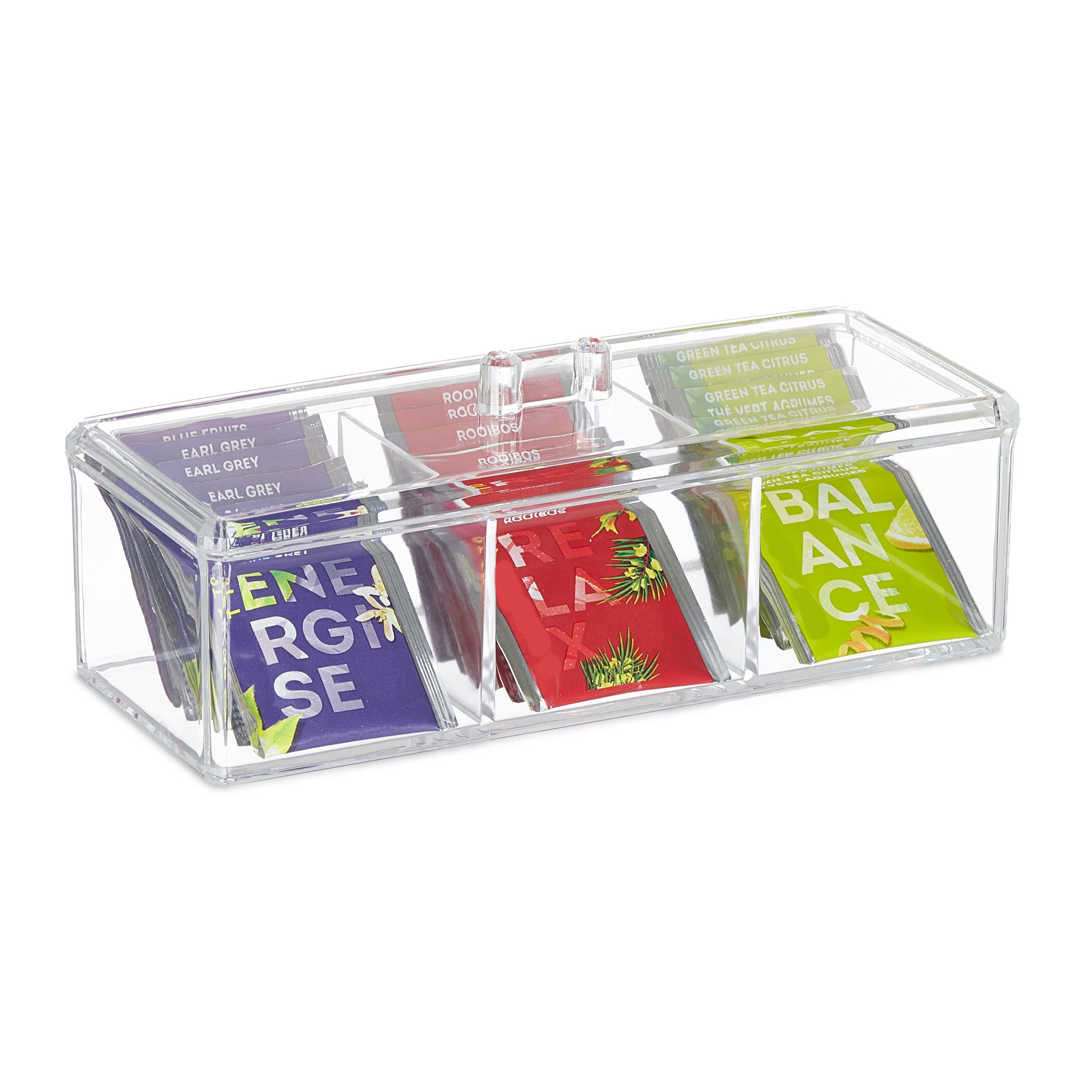 Relaxdays Scatola Porta tè e Tisane, 100 Bustine, Organizer con