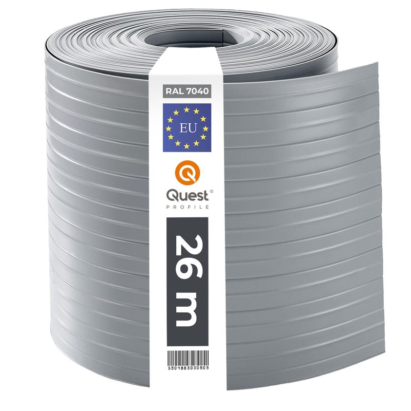 Taśma ogrodzeniowa PVC 19 cm x 26 m - ochrona wizualna na ogród, balkon, taras, odporne na UV, szary