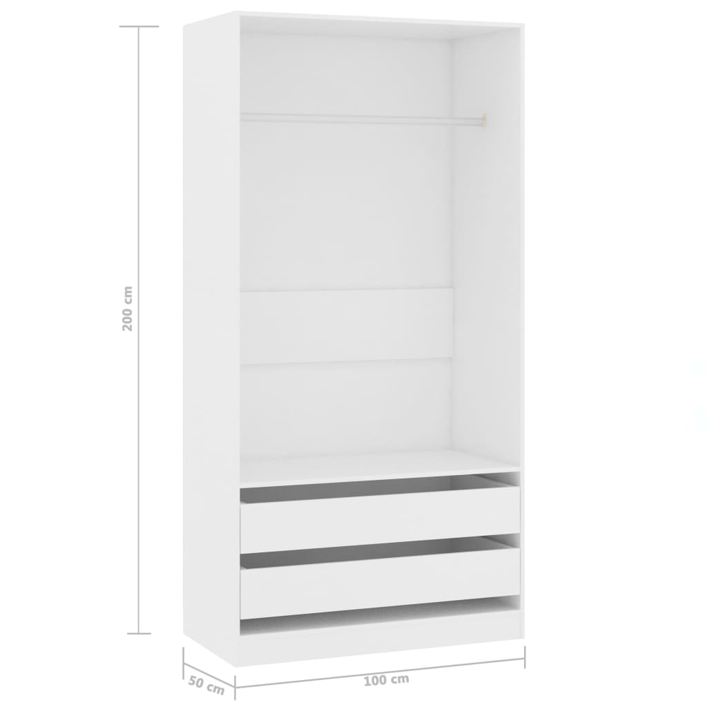 Armário de compensado branco 100x50x200 cm - COMFORTXL - 6