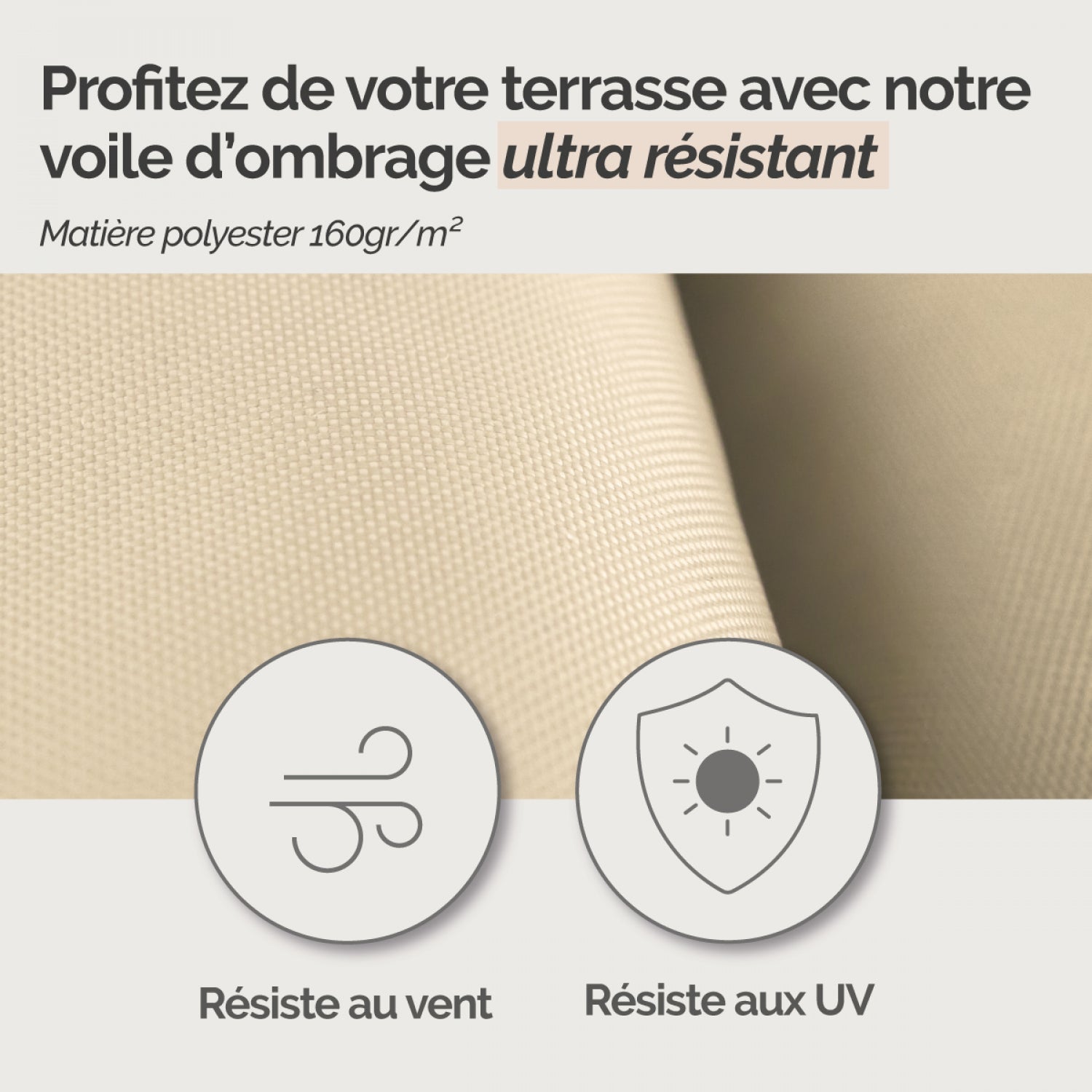 Voile d'ombrage rectangulaire pour terrasse, jardin, toile imperméable et résistant UV - 3 x 4 m - Beige - Linxor - 3