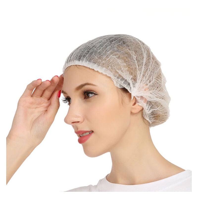 Charlottes jetables pour cheveux 100 Pièces (Blanc) - Bouffants respirants et résistants Masque de protection - 2