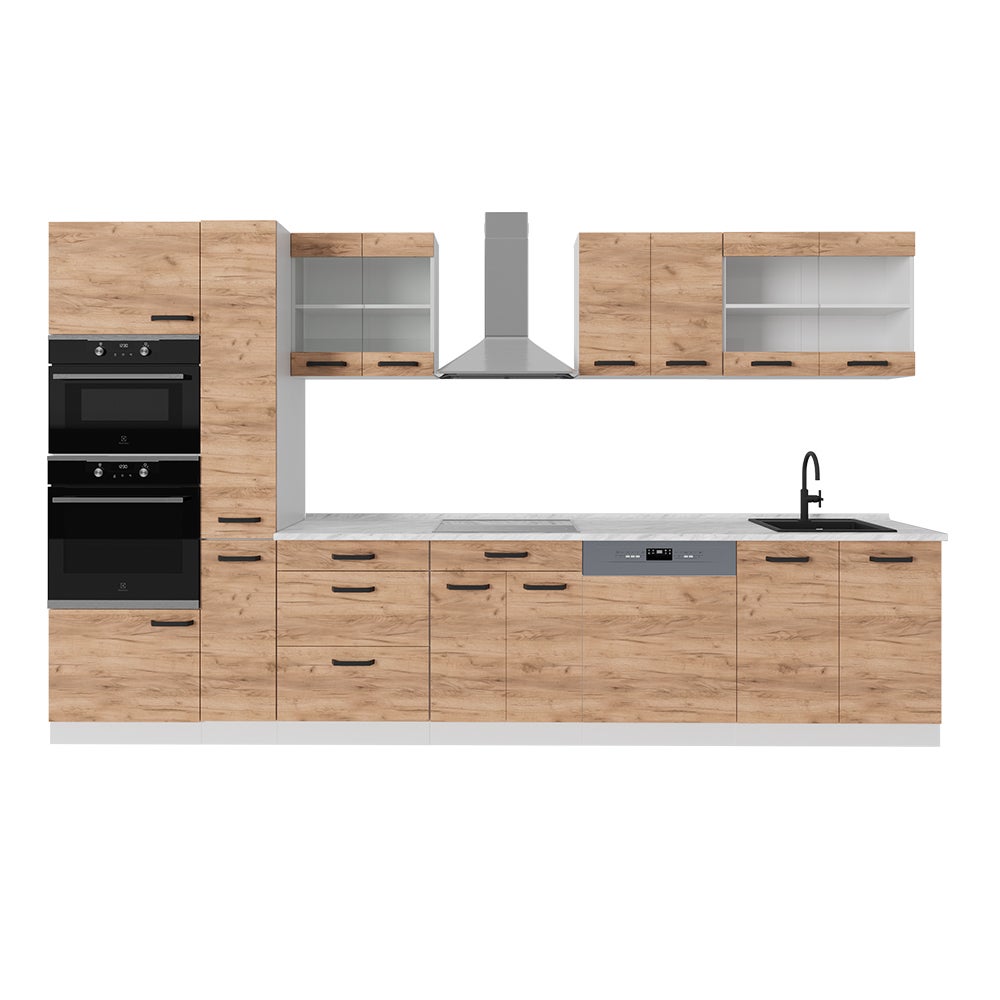 Vicco Moduł kuchenny R-Line, Gold power dąb/biały, 350 cm BP Antracyt