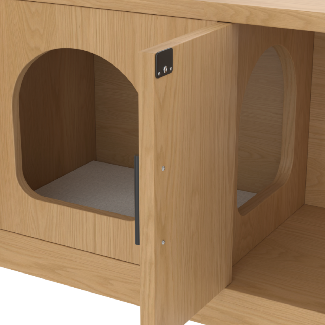 Armário para gatos oculto, arranhador integrado e design ventilado, 140 x 40 x 45,5 cm, Carvalho - 9