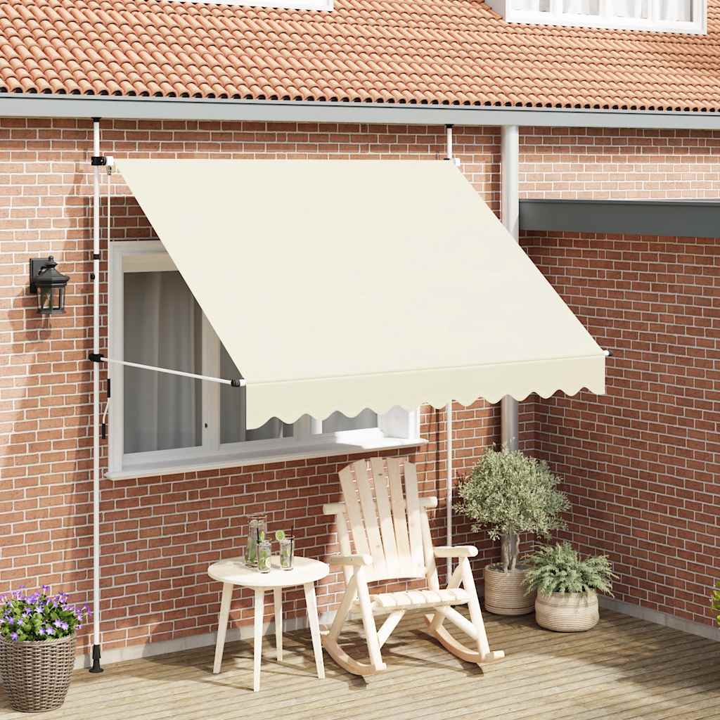 Toldo manual retráctil de 250 cm, color crema.