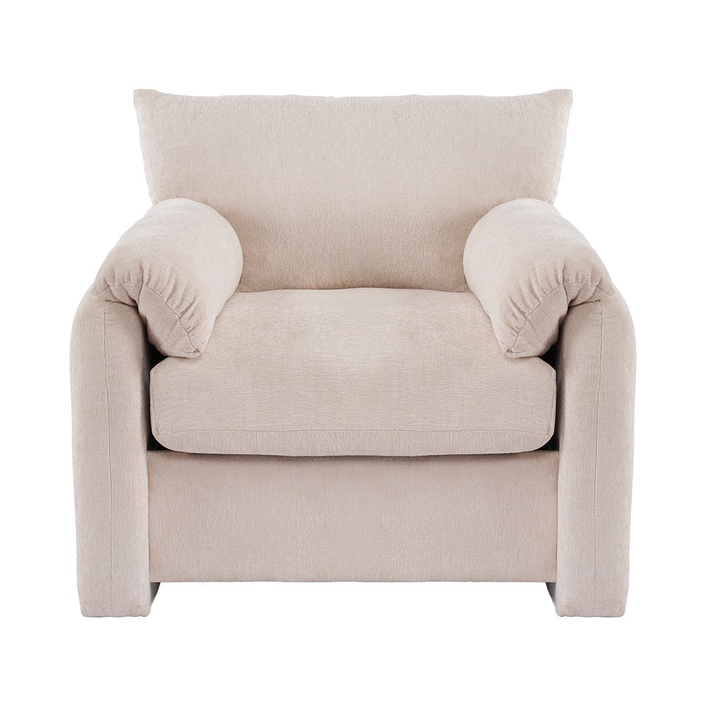 Design moderne, tissu chenille, fauteuil surdimensionné, chaise décorative, canapé simple, beige - 5