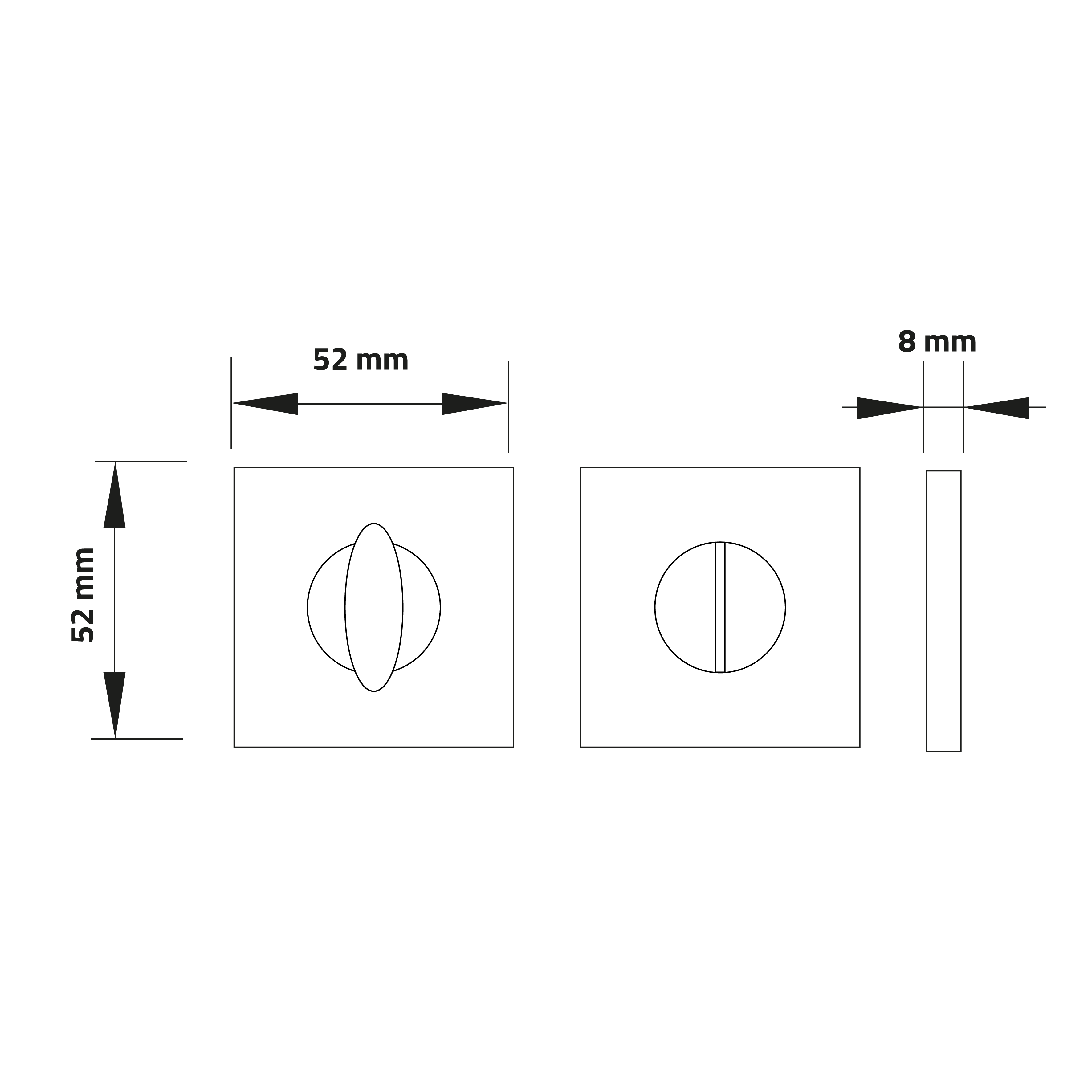 2 rosaces de poignée de porte carrées Mies condamnation, Aluminium noir mat - 9