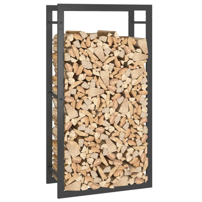 Portant de bois de chauffage Noir mat 50x28x94 cm Acier - 5