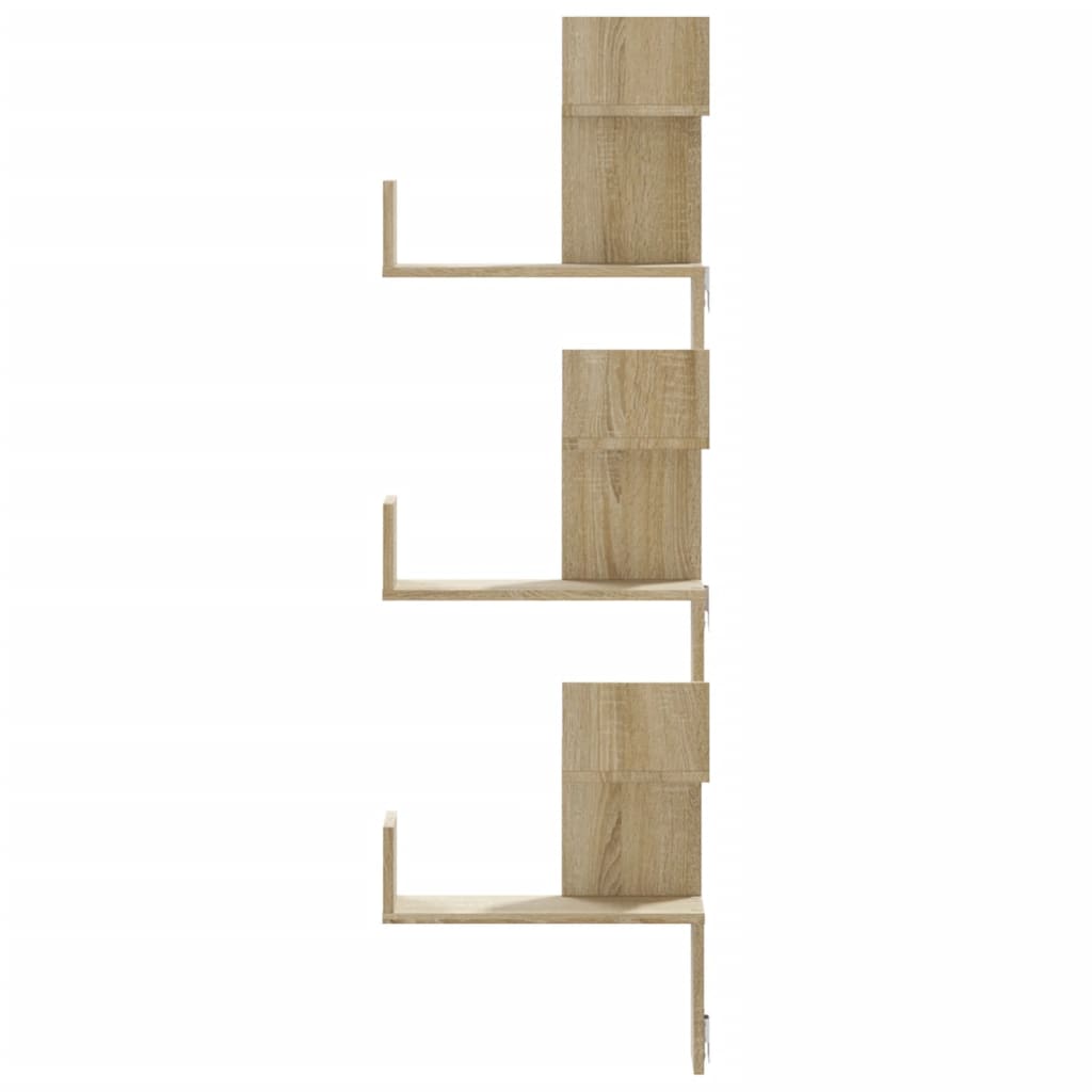 Étagère d'angle murale | Étagère flottante | Étagères de rangement chêne sonoma 45x45x147cm bois ingénierie CFW58320 - 4
