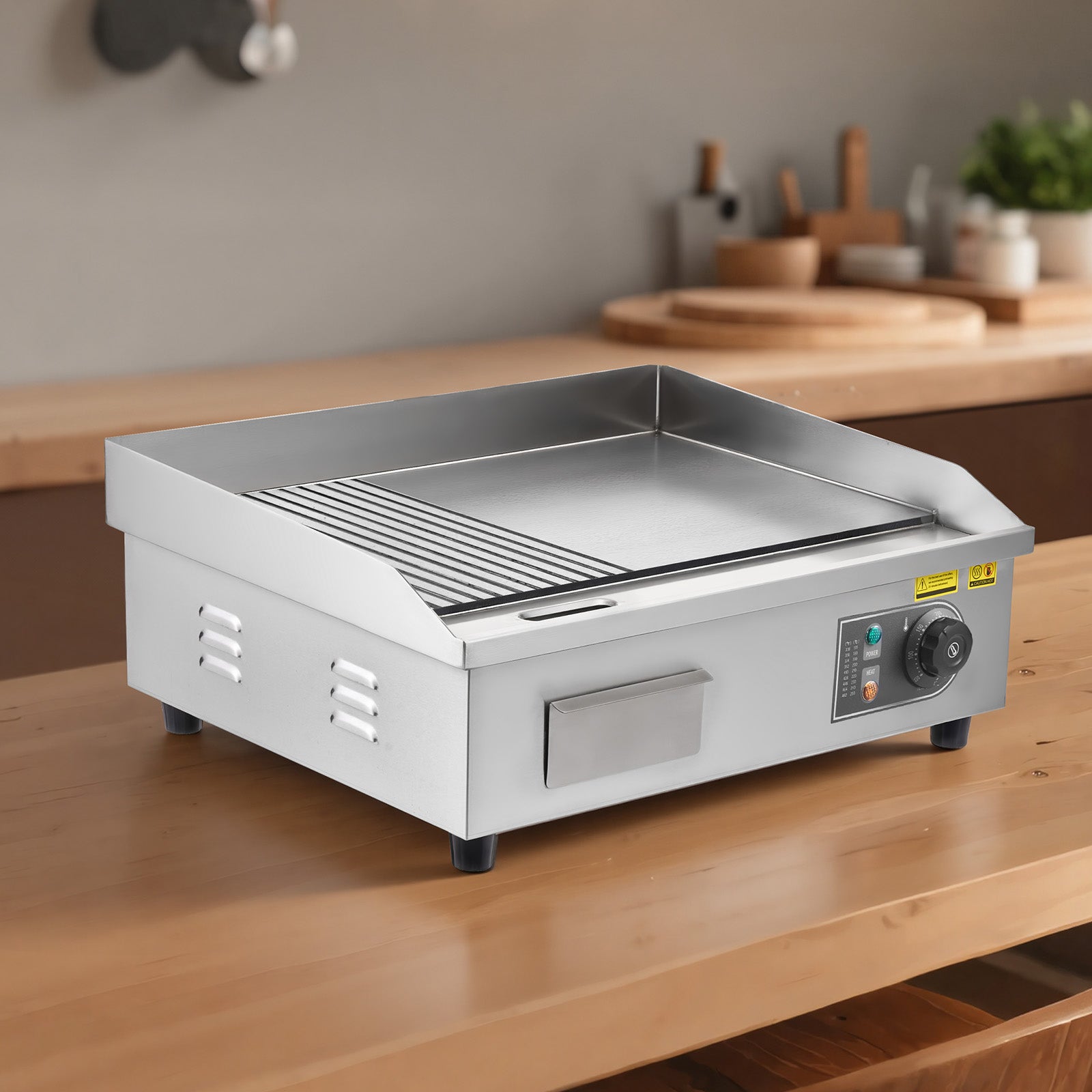 Gril Plancha SucceBuy Électrique 3200 W, Plaque Fer 535 x 300 mm, Thermostat 50-300 °C, Corps Inox, Bac à Graisse, Table Pro - 8