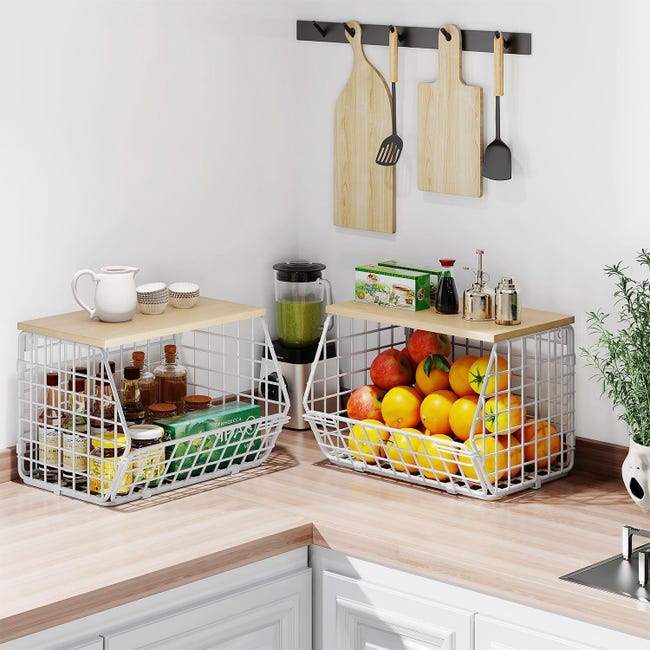 Panier Mural Aéré Empilable Otauoaea 2 Pièces Corbeille A Uit,Panier A Uit Légume Rangement Cuisine Avec Crochets Panier Mural Aéré Empilable Otauoaea 2 Pièces Corbeille A Uit,Panier A Uit Légume Rangement Cuisine Avec Crochets