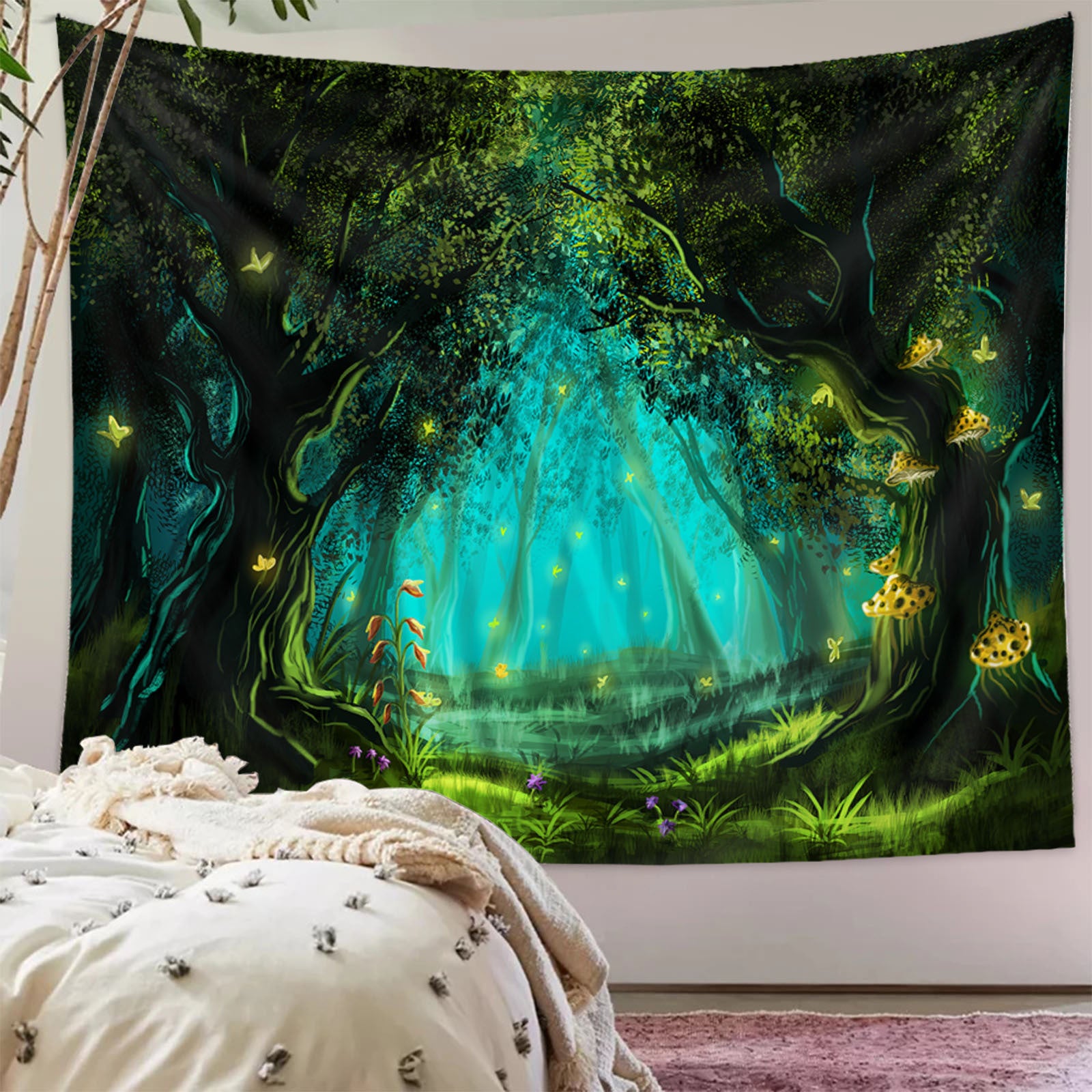 Tapisserie de paysage tropical naturel, 130X150CM, adaptée à la décoration de salon, chambre, appartement, ferme, dortoir - 3