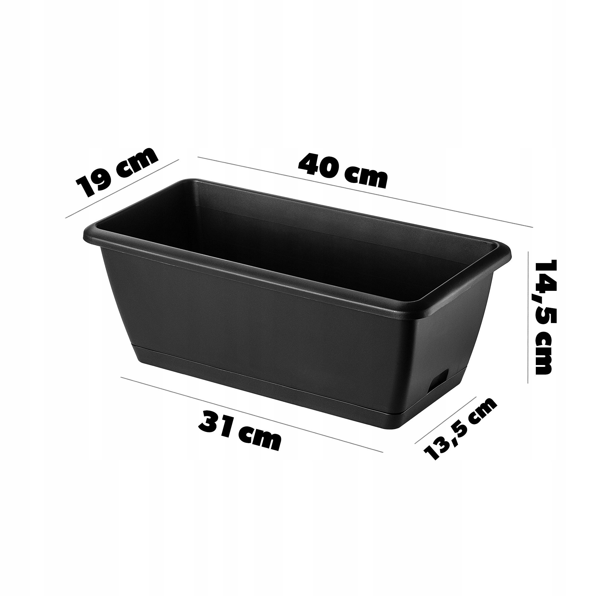 Fioriera Roxanne Antracite con Sottovaso 40cm in Plastica