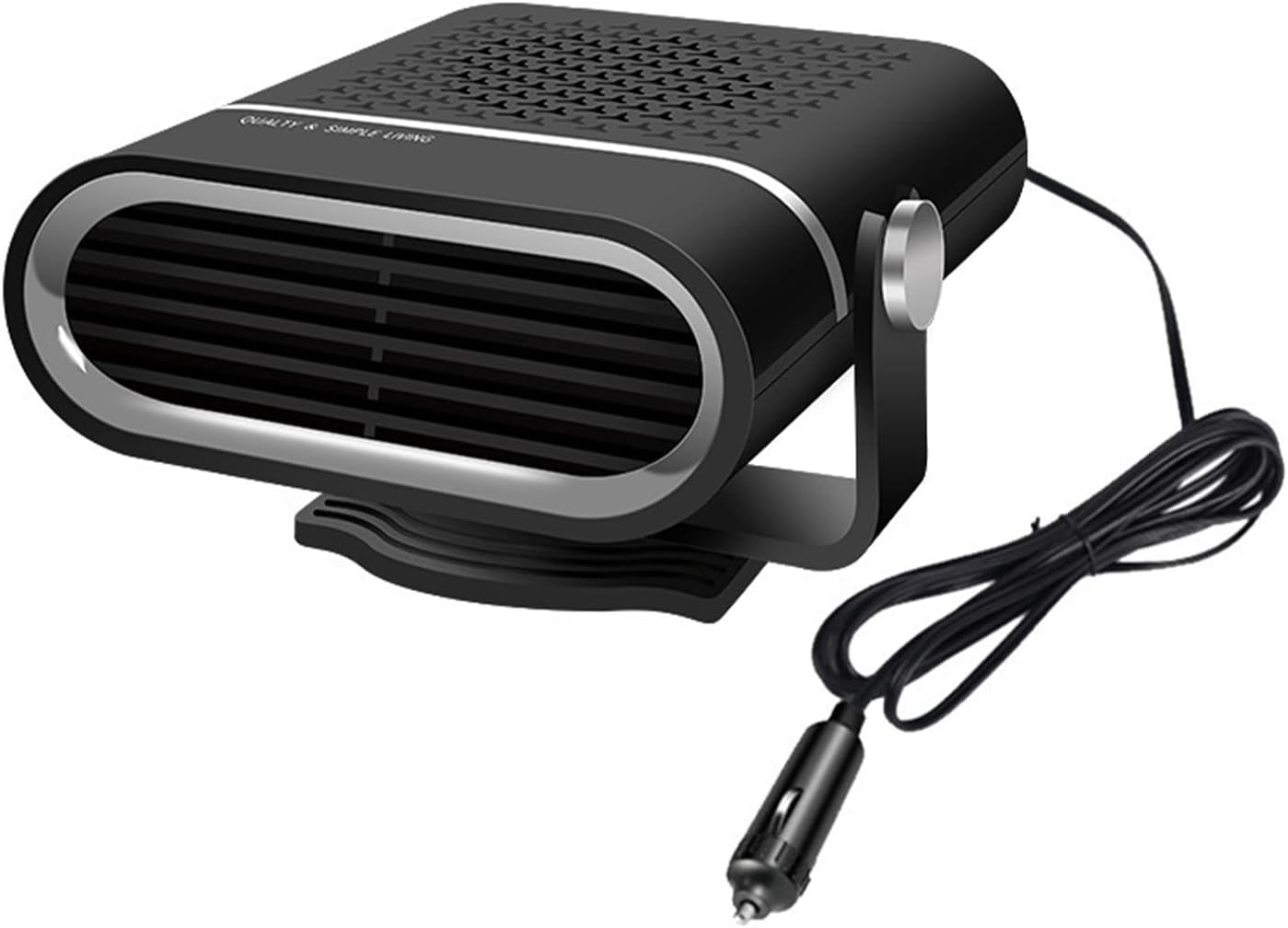 Ogrzewacz samochodowy z funkcją odmrażania, obrotowy ogrzewacz wielokątowy, przenośny podgrzewacz szyby przedniej (24 V, czarny)