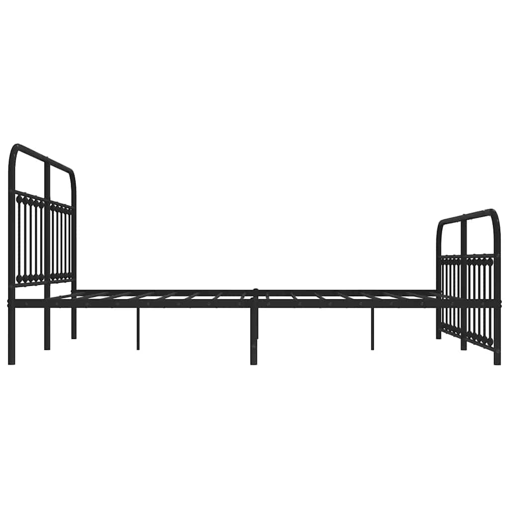 Estructura de cama sin colchón con estribo, de metal negro, para dormitorio, 183 × 213 cm - 7