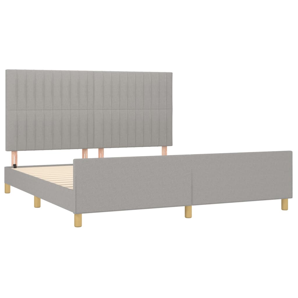 Cadre de lit sans matelas en tissu gris clair pour la chambre, 160 × 200 cm - 4