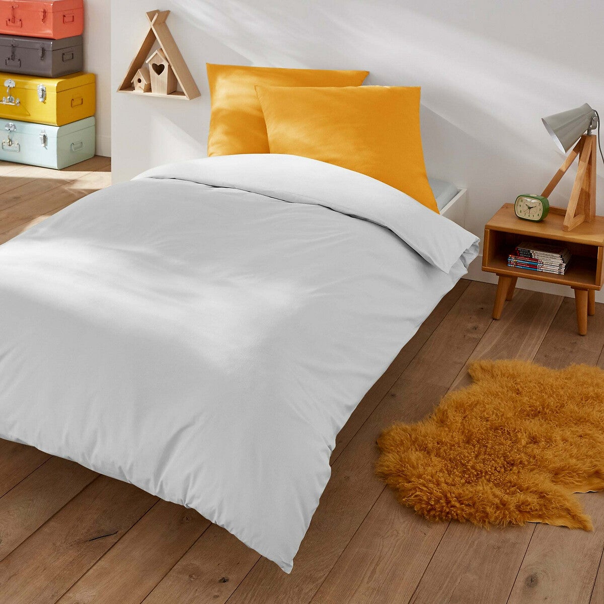 Drap housse en coton, lit enfant, Scenario - Gris perle - 80 x 190 cm - 2