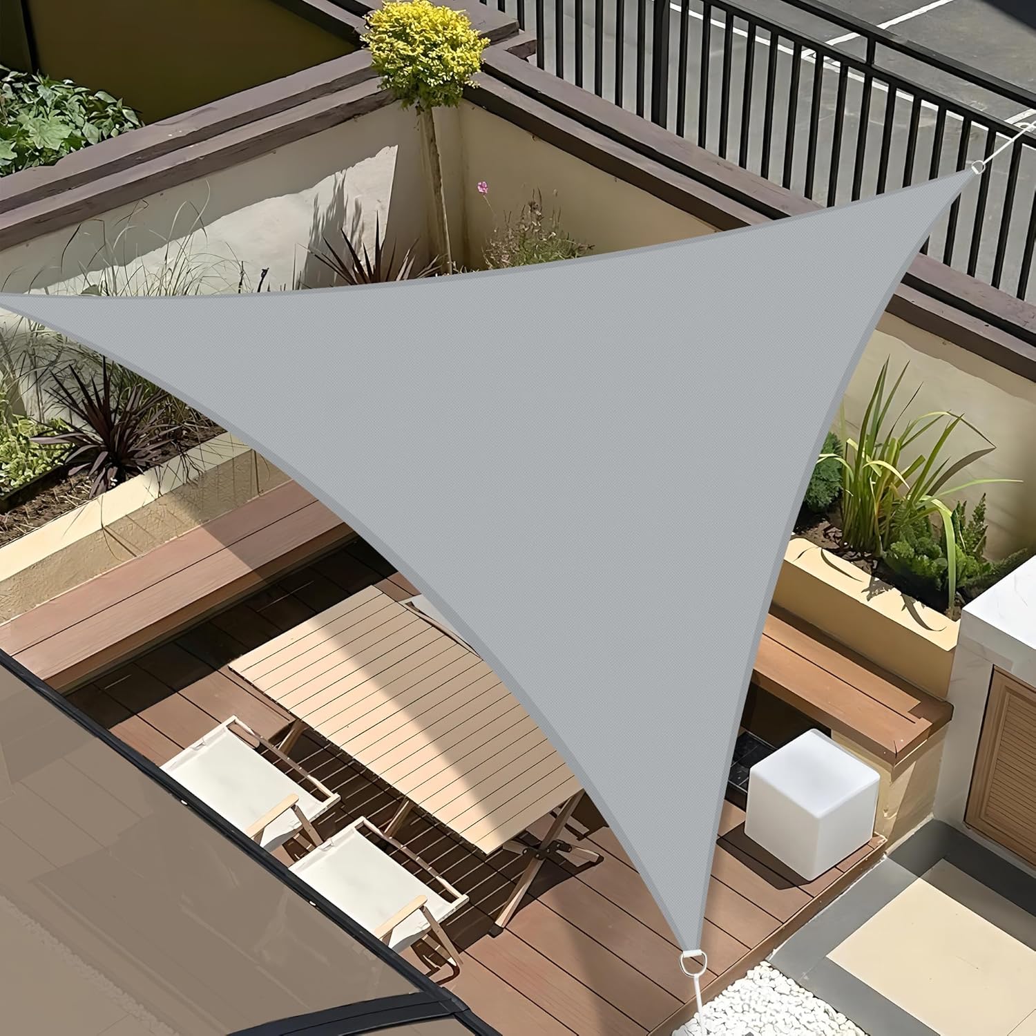 Vela Solare Triangolare Per Giardino E Balcone - Protezione UV 98% - Impermeabile - Beige