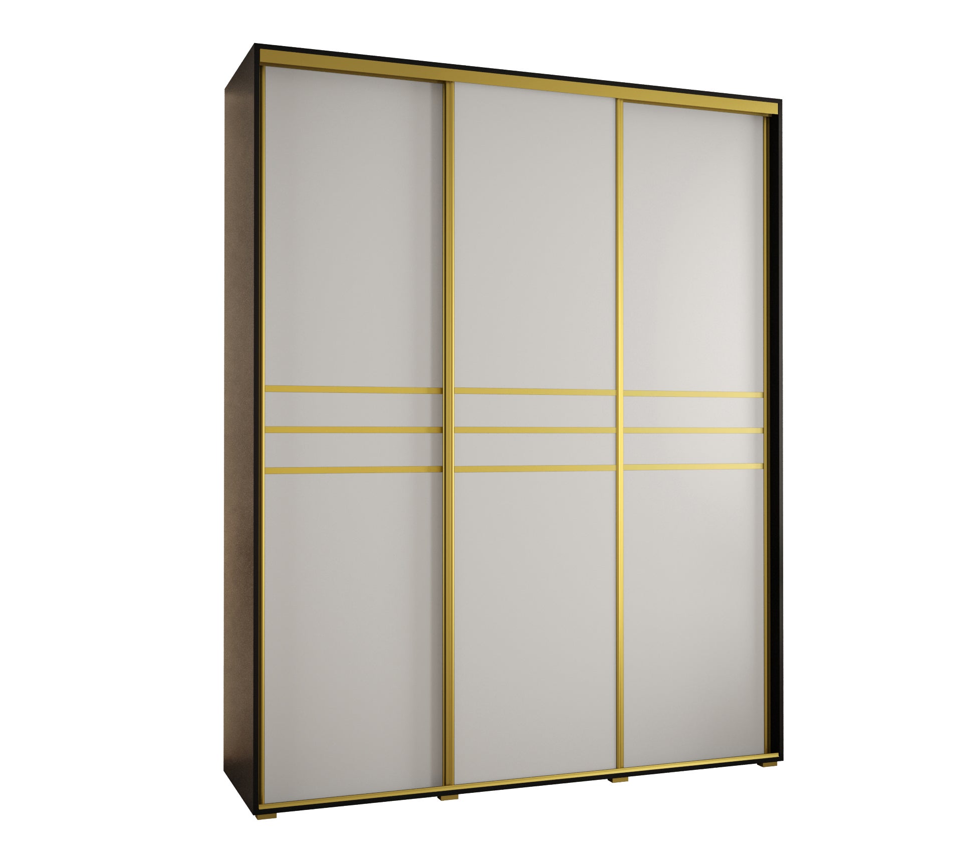 Szafa przesuwna wysoka Davos 10 190 x 45 x 235,2 cm czarny + biały + u. złoty - Abiks Meble