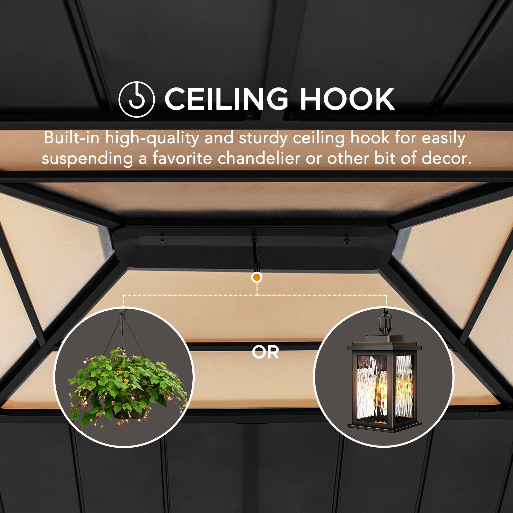 Pavillon de jardin Ernir Sunjoy, 4.5x3.9m dim. ext. (cas échéant incl. débord de toit) naturel, épaisseur paroi : 17,8m² superficie totale - 7