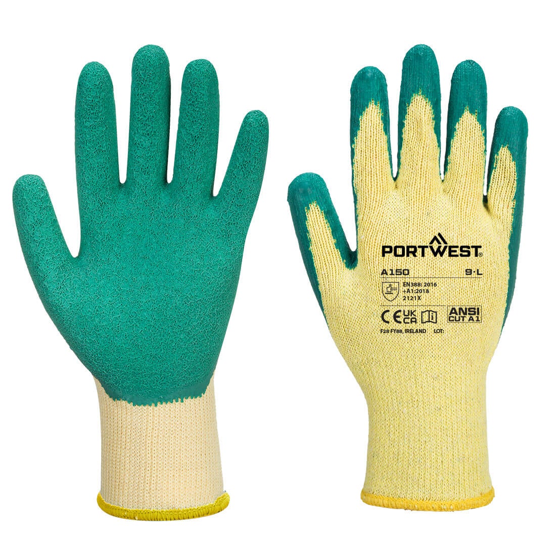 Gants tricoté Portwest enduit Latex Fortis A150 Jaune / Orange 11 - 4