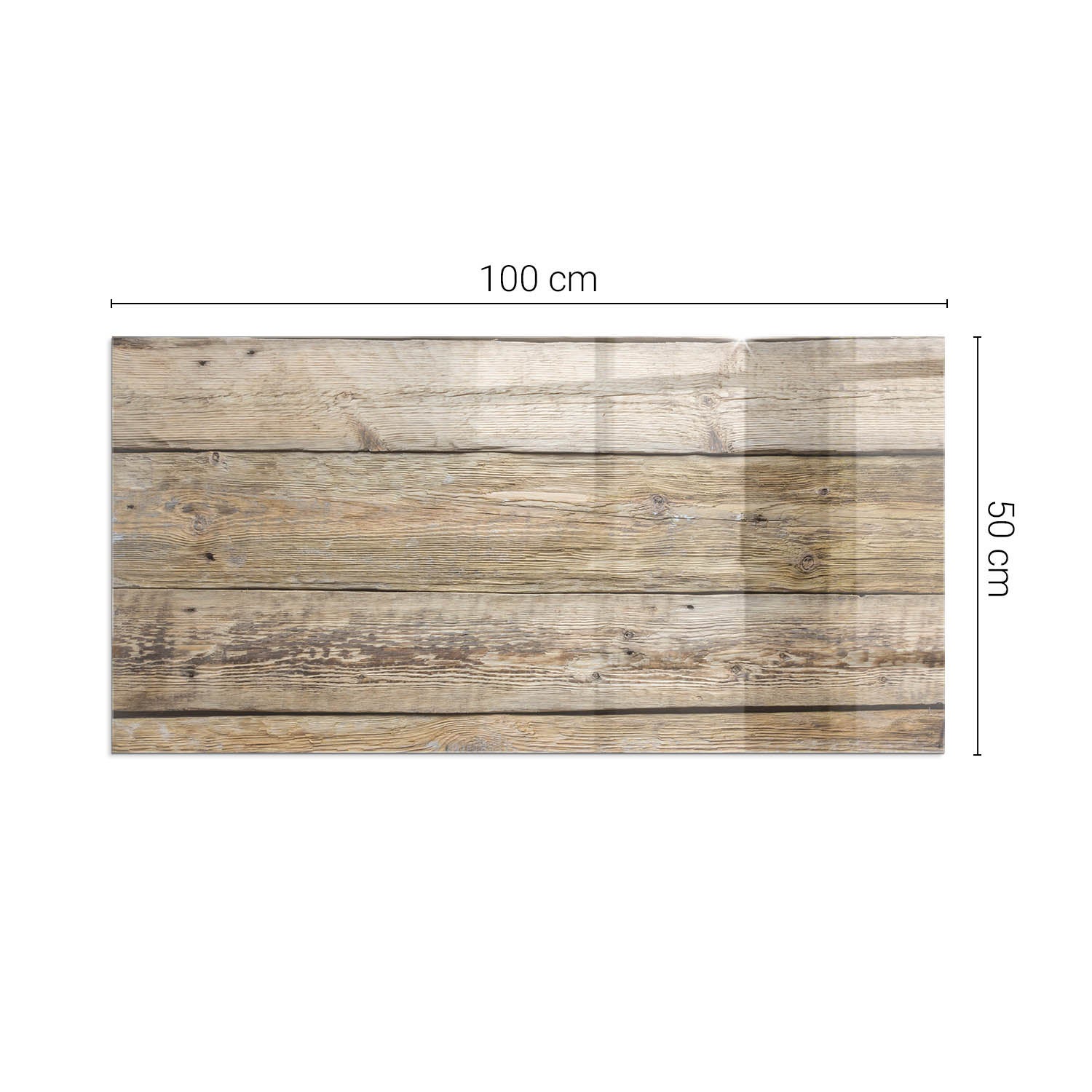 Prostokątna płyta szklana ochronna pod piecyk, kominek - 100x50 cm - Deska drewniana w układzie - TULUP - 2