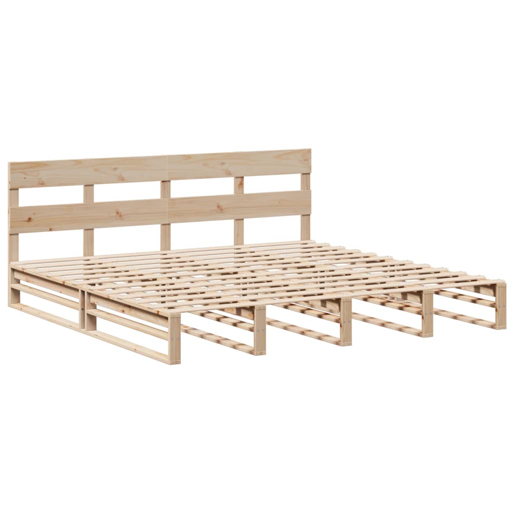 Cadre de lit sans matelas en bois massif de pin pour la chambre, 200 × 200 cm - 3