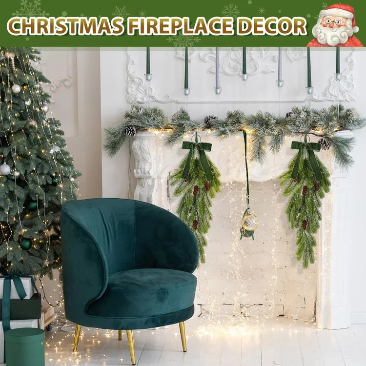 2 pacotes de guirlandas de lágrima de natal de 70cm, guirlanda de natal artificial,guirlanda de natal suspensa com arco,decoração de escadas para casa - 3