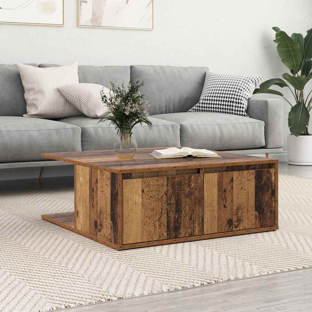 Stolik kawowy z szufladą Stare drewno 80 x 80 x 31 cm vidaXL