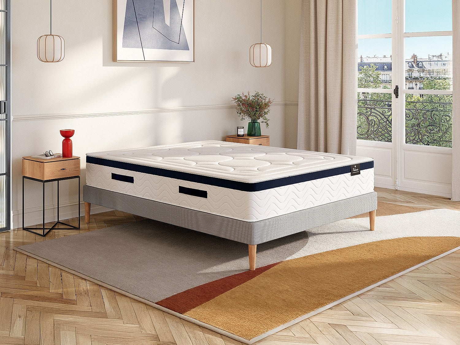 Materac hybrydowy ze sprężynami kieszeniowymi i pamięcią kształtu MARQUIS marki PALACIO – grub. 30&amp;nbsp;cm – 140 ×&amp;nbsp;190&amp;nbsp;cm – kolor niebieski