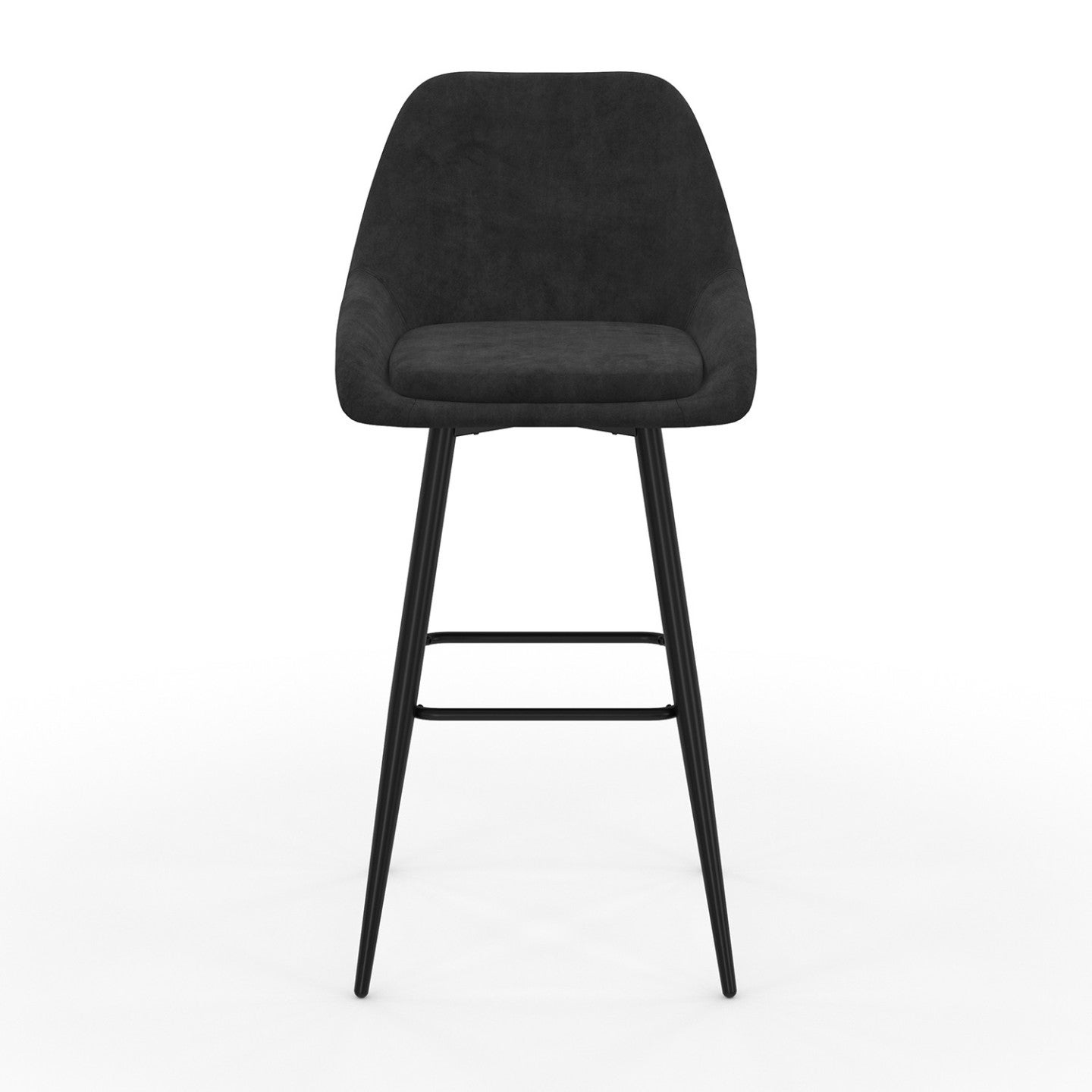 Lot de 4 tabourets de bar THALYA en velours noir avec demi-accoudoirs - 3