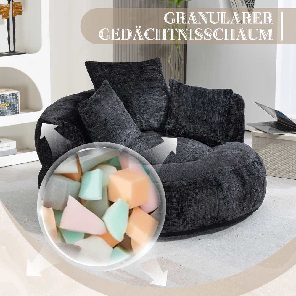 Canapé paresseux Chenille avec dossier haut et trois coussins - Fauteuil durable pour adultes et enfants, intérieur/extérieur - 3