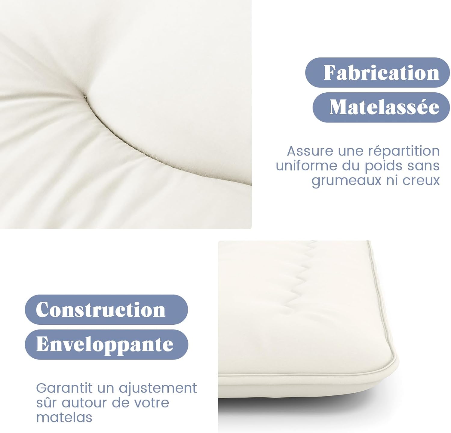 Colchão Futon Japonês para 2 Pessoas 140x200cm, Cama de Dormir Dobrável e Portátil no Chão com Bolsa de Transporte para Campismo, Viagem, Bege - 6