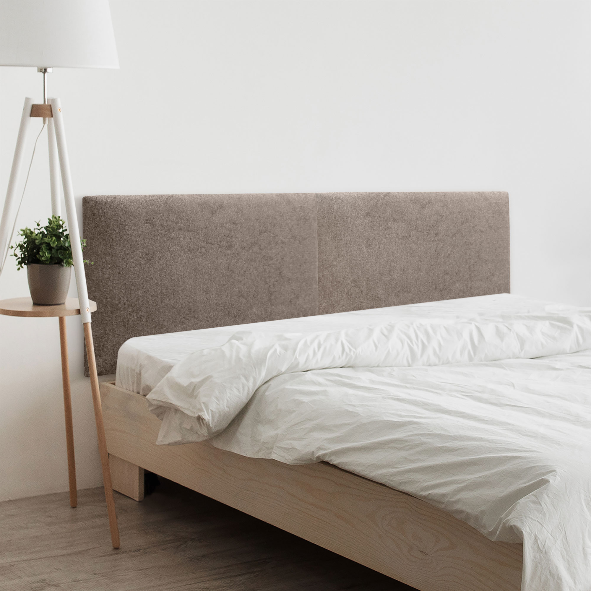 Dhome cabecero de tela acualine liso dual dividido en 2 piezas tapizado de alta gama cabezal dormitorio (marrón, 220cm)