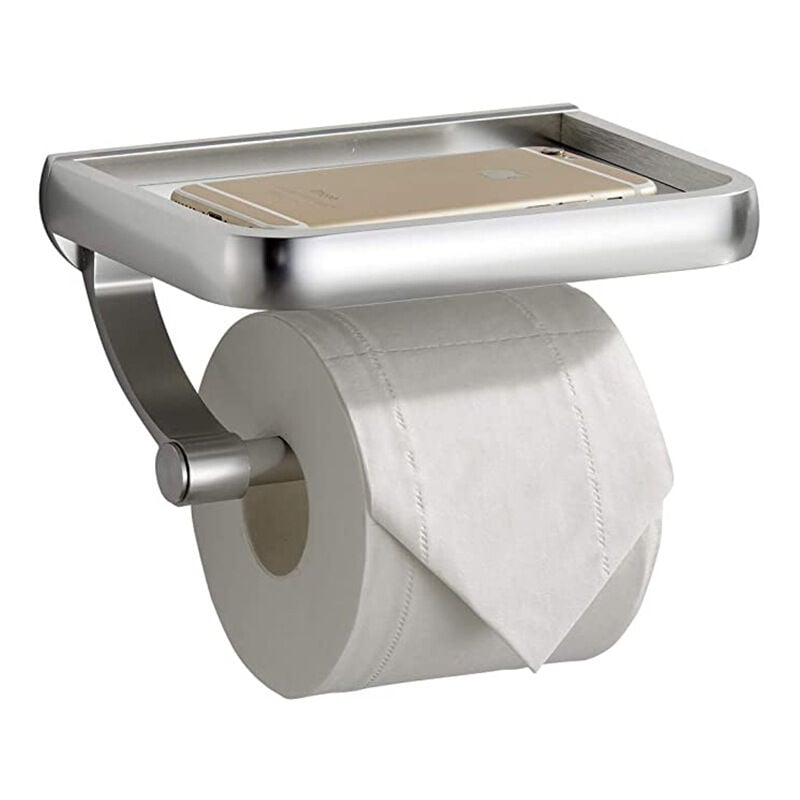 Wieszak na papier toaletowy, podajnik papieru toaletowego z półką, do kuchni i łazienki, srebrny