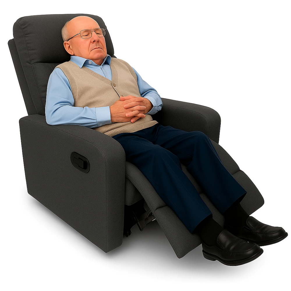 Poltrona Divanetto Relax sofa' Reclinabile con poggiapiedi in tessuto 150° con schienale Facile risalita Alzapersona per Anziani o Multiuso GRI SCURO - 3