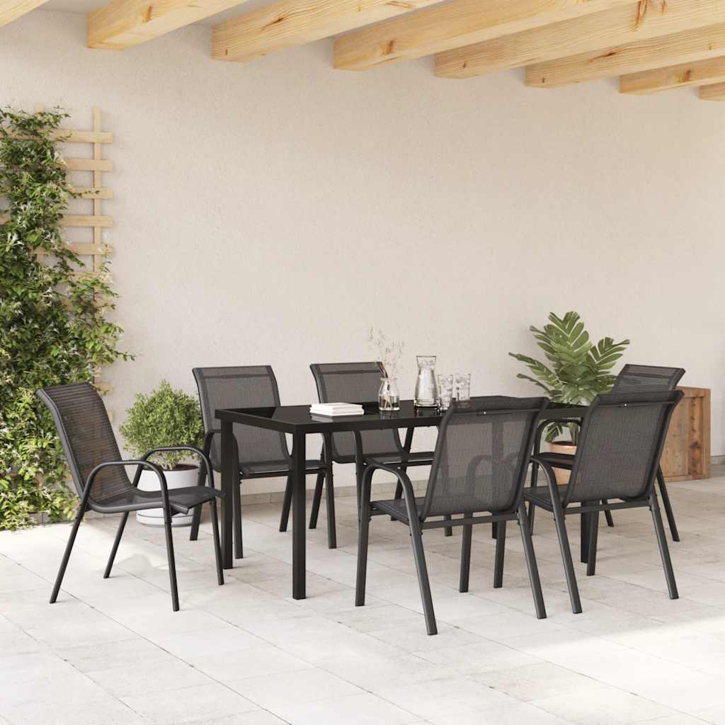 Maison Exclusive - Sedie da Giardino Impilabili 6 pz in Tessuto Textilene Nero - 3