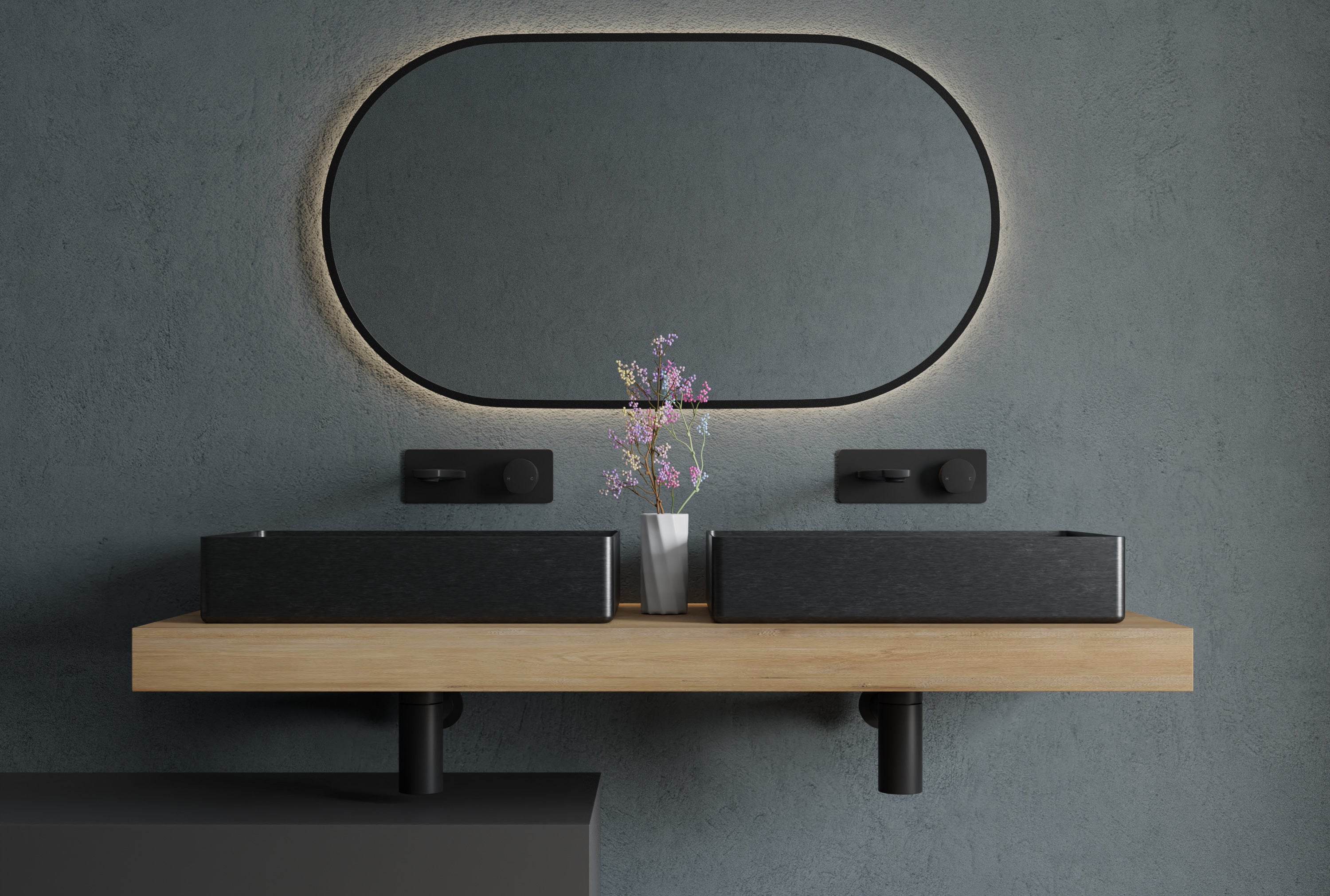 Bernstein Umywalka nablatowa NT12 stal nierdzewna - 52,4 x 34,4 cm - kolor Gunmetal - 2