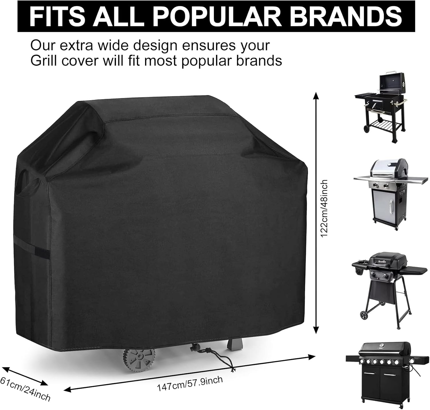 Housse Barbecue Exterieur, 420D Oxford Bache Barbecue Exterieur, Couverture de Grill-147*61*122CM - 2