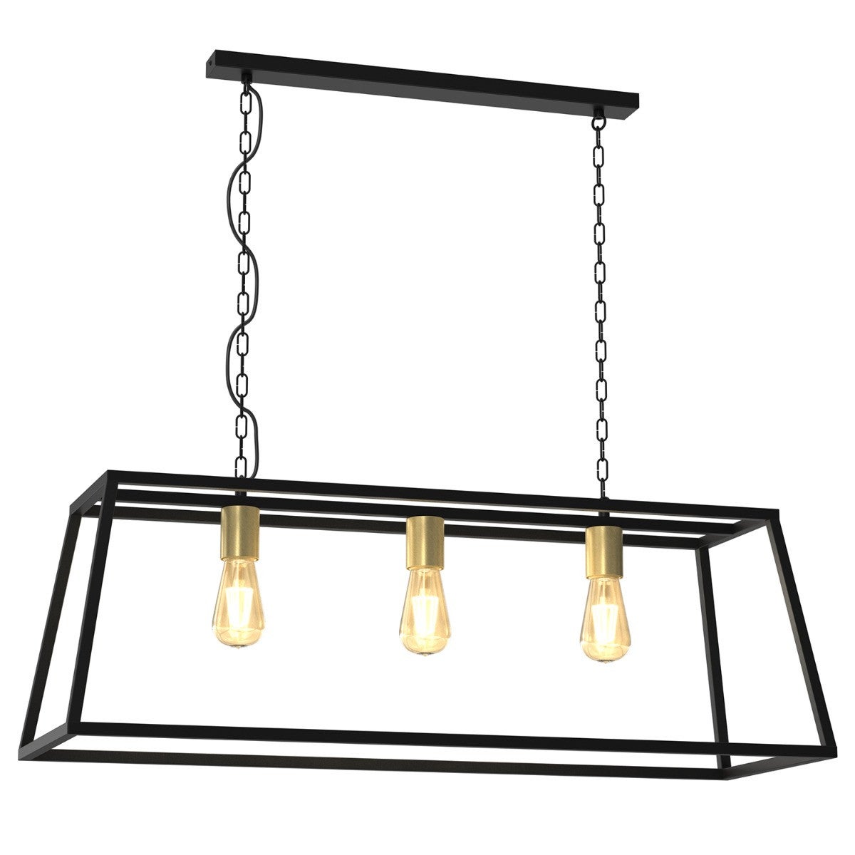 Lampa wisząca Frame czarny mat-mosiądz antyczny-patyna 3xE27x15W industrialna wym: 85 x 100 x 36 cm metal Luminex