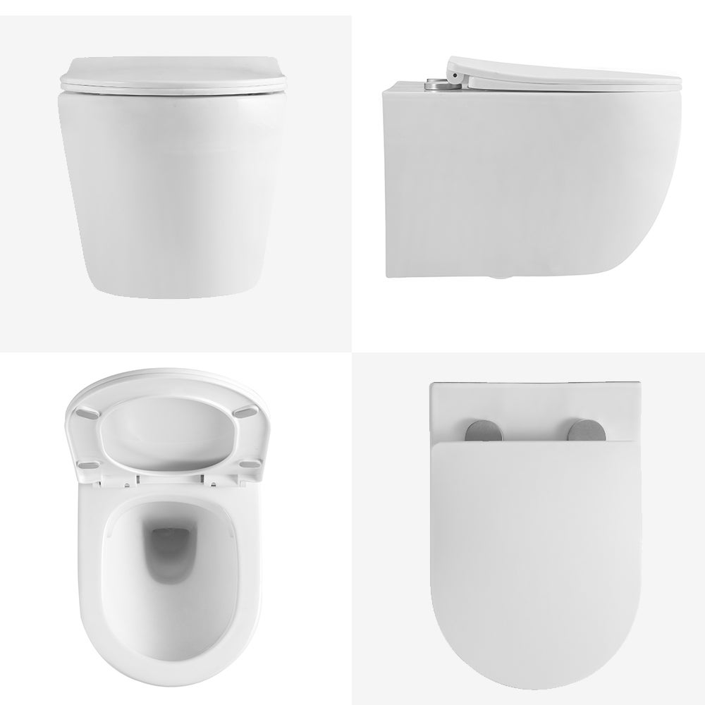 Toilettes suspendues, double chasse d'eau, toilettes suspendues en céramique blanche avec mécanisme de fermeture amortie et abattant amovible HOROW - 7
