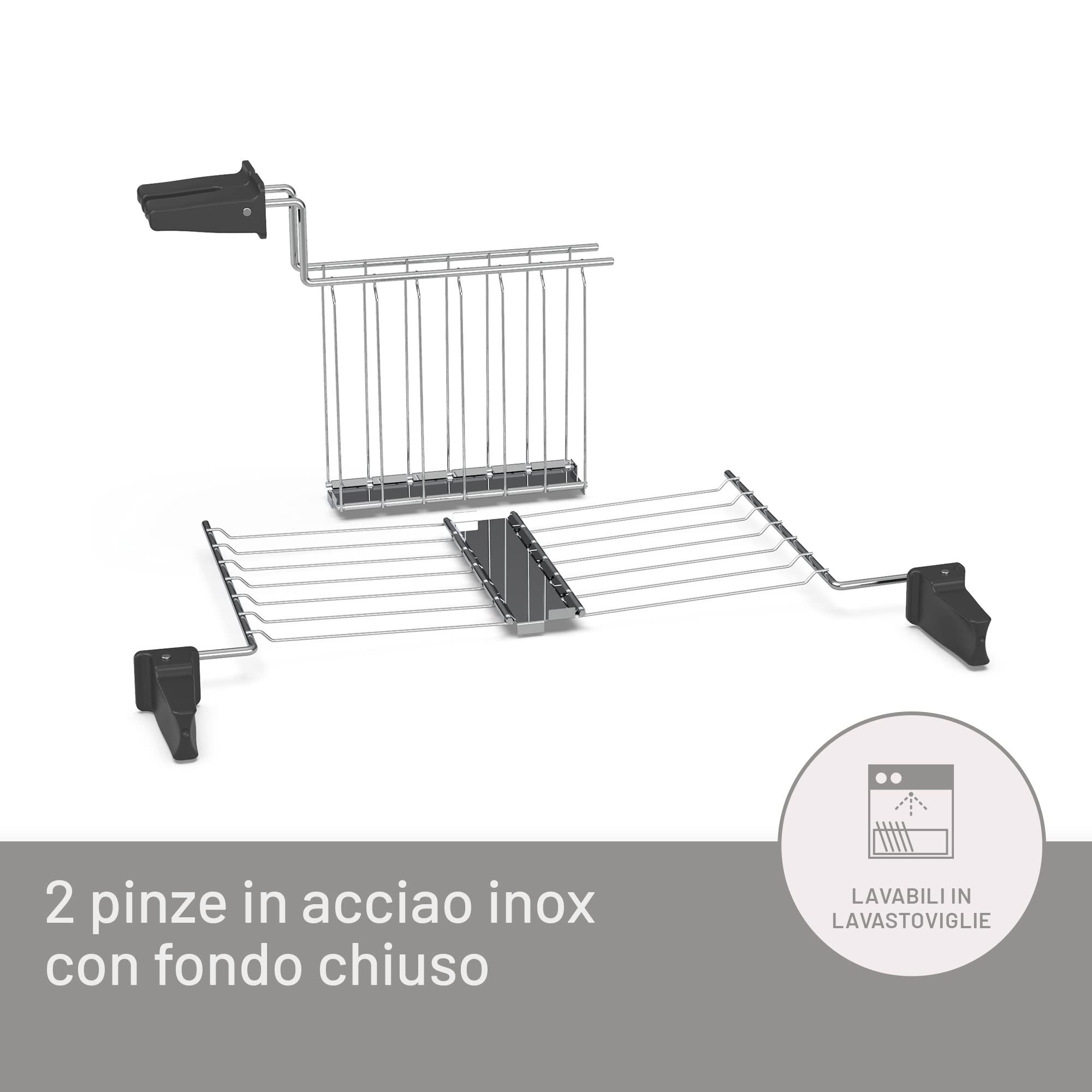 Tostapane Imetec Grantoast - 2 Fette XL, Pinze Apribili, 7 Livelli Doratura, Griglia Scalda Brioche, Acciaio Inox