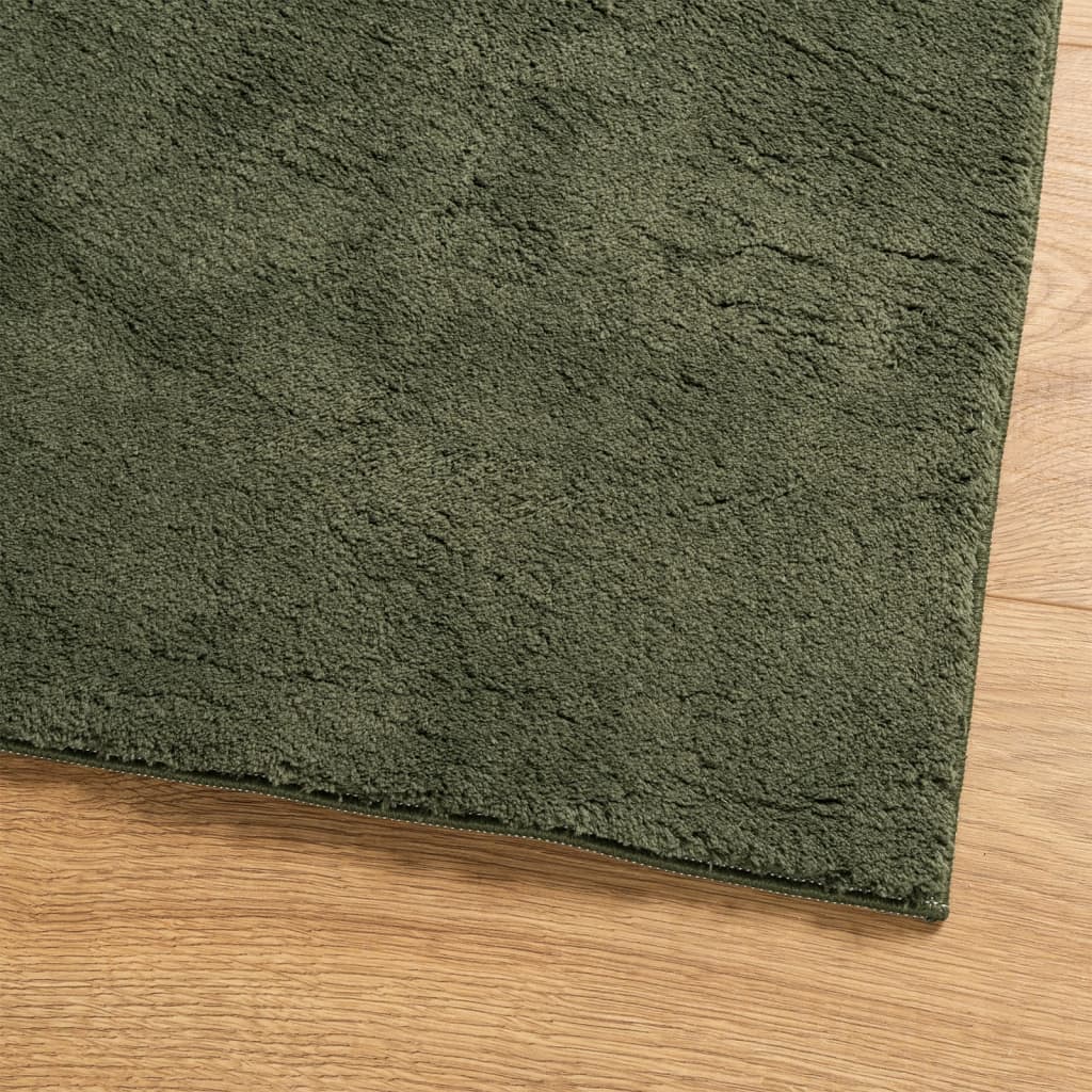 Tapis HUARTE à poils courts, doux et lavable vert forêt 80 x 200 cm - 4