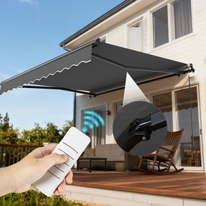 Kingpower Tenda Da Sole Telescopica Per Balcone E Terrazzo – 4 Colori, Larghezza 350 Cm – Blu/Bianco, Comando A Manovella
