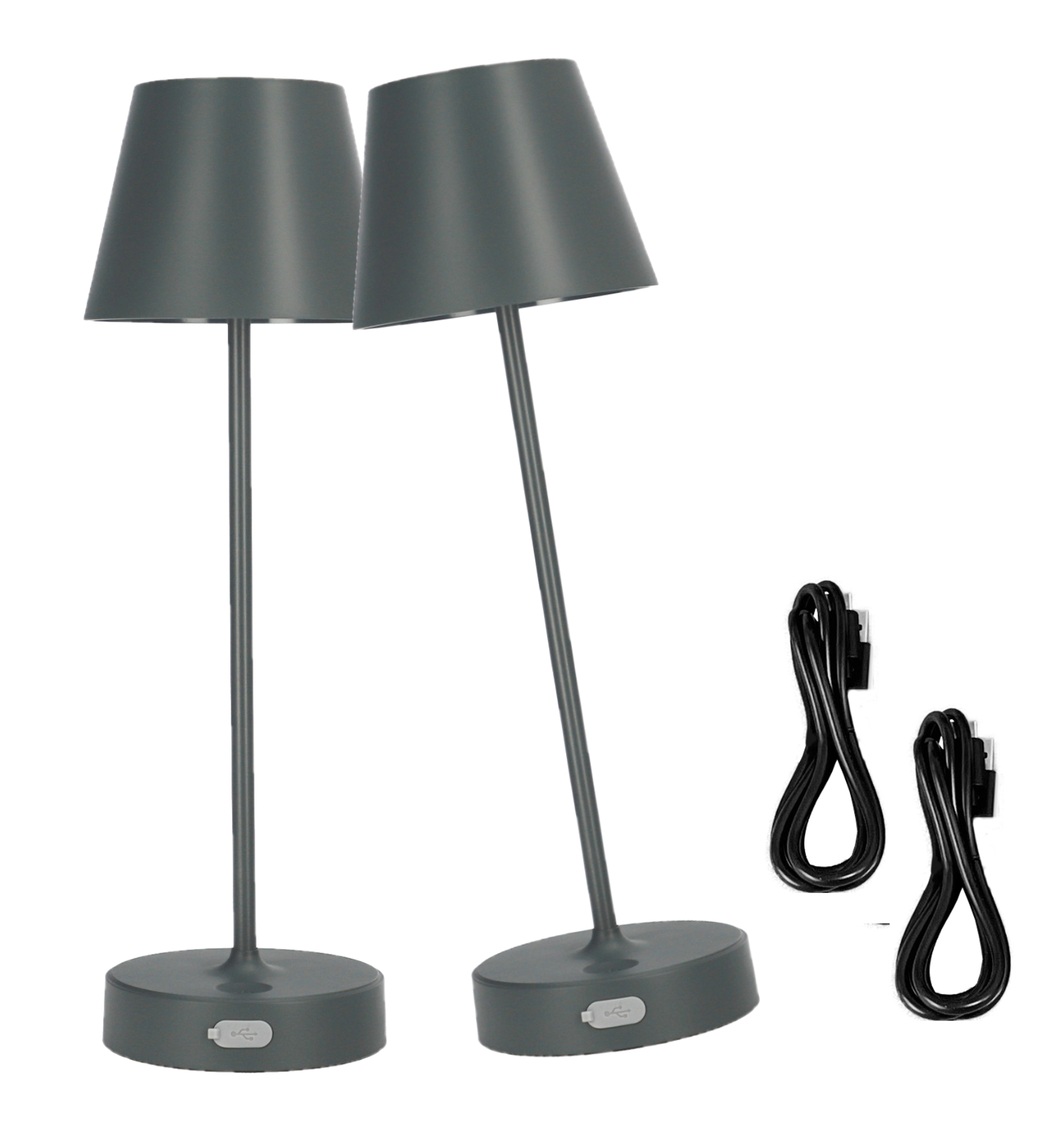 2x Lampka stołowa Edo 2,7W LED szara, z akumulatorem 2200mAh, IP54, barwa ciepła 200lm, 33cm, EDO777643 EDO SOLUTIONS