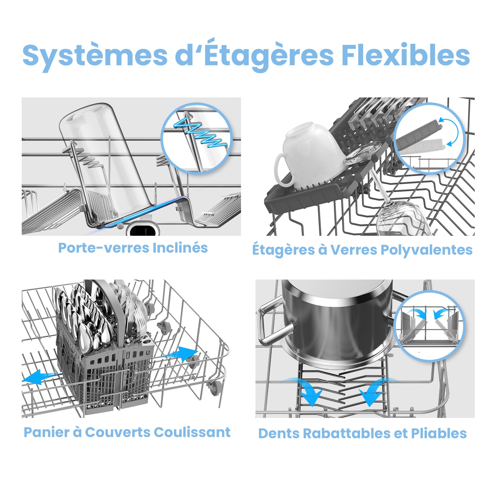 COMFEE Lave-Vaisselle Pose Libre 14 couverts, 8 Programmes de Lavage, 44 dB(A) Départ Différé, Demi-Charge, Blanc [Energy Classe C] - 5
